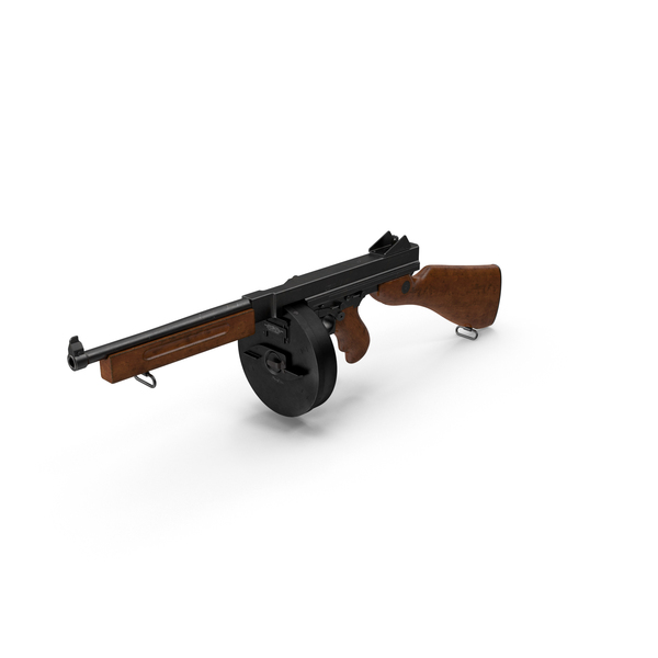 Thompson 1928A1 with Round Drum Magazine PNG & PSD Images