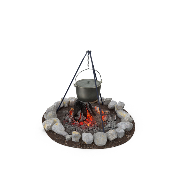 Campfire with Tripod and Cooking Pot PNG & PSD Images