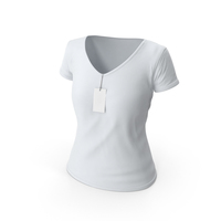 Female V-Neck Mockup Worn With Tag PNG & PSD Images