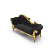 Black and Gold Baroque  Queen Anne Chaise PNG & PSD Images