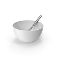 White Bowl and Balloon Whisk PNG & PSD Images