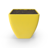 Yellow Flower Pot With Soil PNG & PSD Images