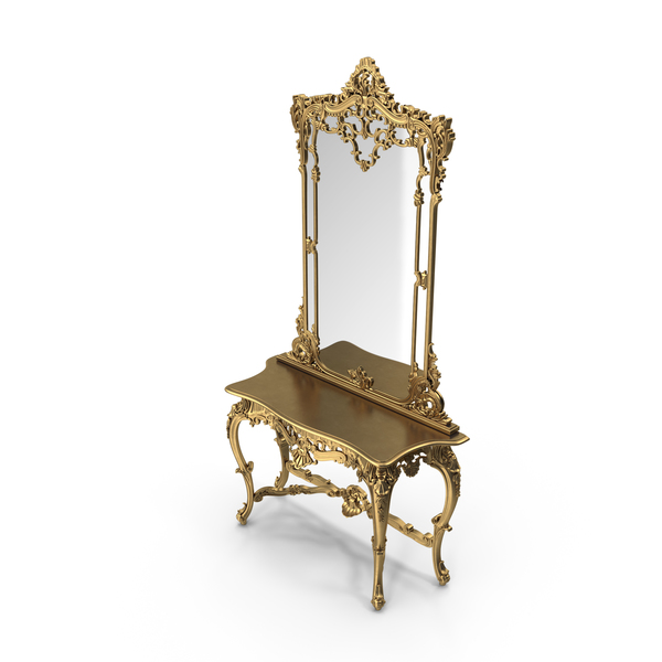 Baroque Console & Mirror Set PNG & PSD Images