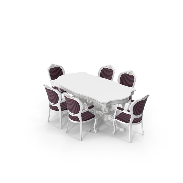 古典餐桌和椅子套装PNG和PSD图像
