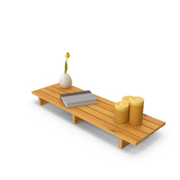 Bamboo Tub Shelf with Accesssories PNG & PSD Images