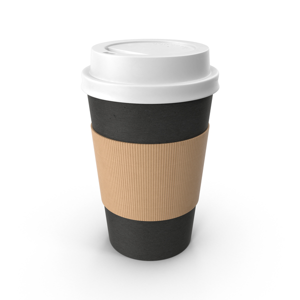 Black Paper Coffee Cup White Lid PNG & PSD Images