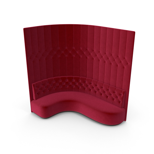 Red Velevet Tall Corner Tufted Club Sofa PNG & PSD Images
