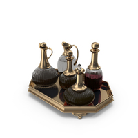 Golden Decanter Set With Wine PNG & PSD Images