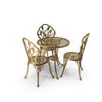 Golden Iron Dining Table & Chair Set PNG & PSD Images