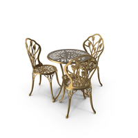 Golden Iron Dining Table & Chair Set PNG & PSD Images