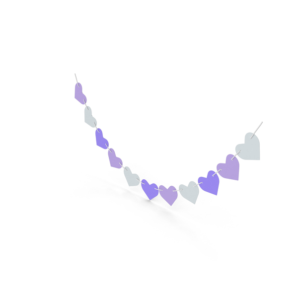 Heart Shaped Garland Purple and White PNG & PSD Images
