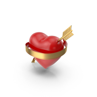 Heart With Arrow and Banner PNG & PSD Images