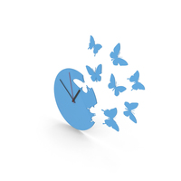 Butterfly Clock Blue PNG & PSD Images