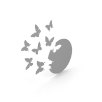 Butterfly Clock White PNG & PSD Images