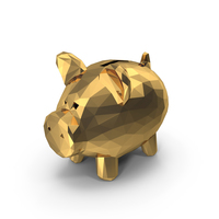 Low Poly Gold Piggy Bank PNG & PSD Images