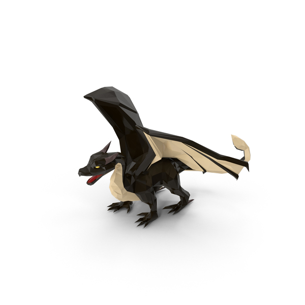 Low Poly Black Dragon PNG & PSD Images