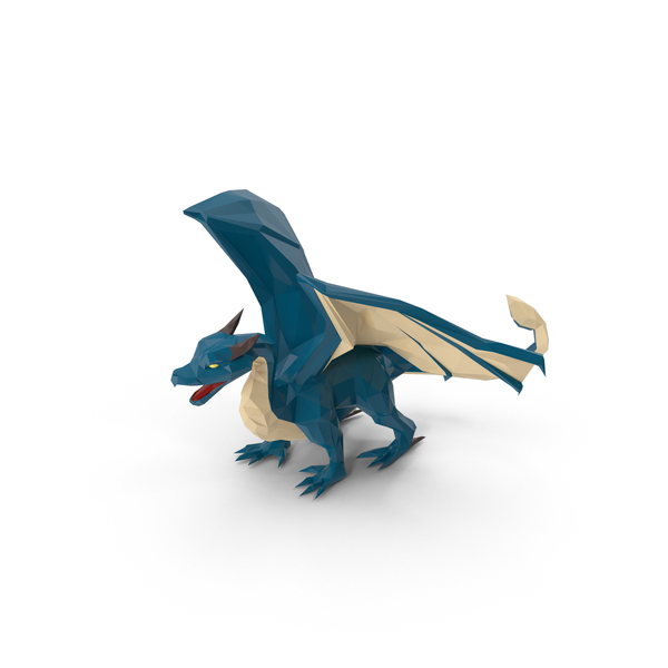 Low Poly Blue Dragon PNG & PSD Images