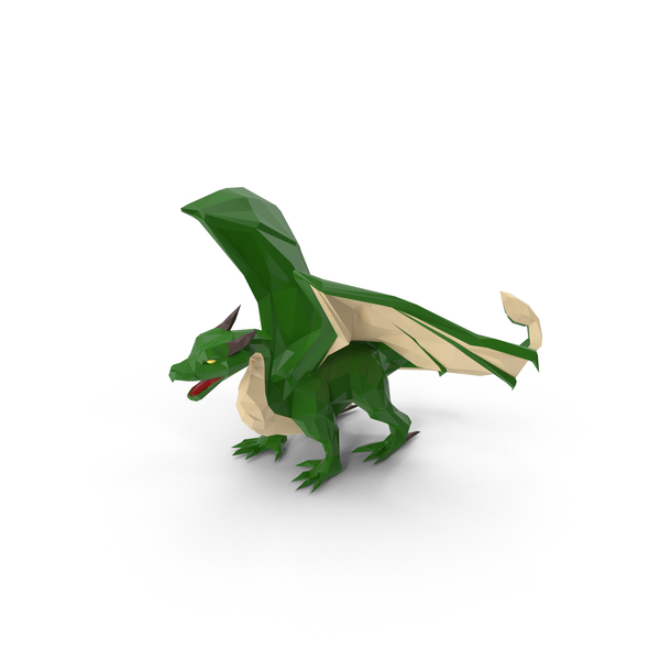 Low Poly Green Dragon PNG & PSD Images