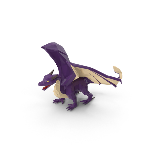 Low Poly Purple Dragon PNG & PSD Images