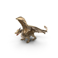 Low Poly Golden Dragon PNG & PSD Images