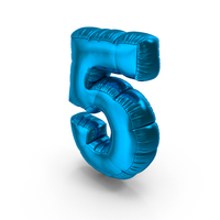 Foil Balloon Number 5 Blue PNG & PSD Images