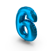 Foil Balloon Number 6 Blue PNG & PSD Images