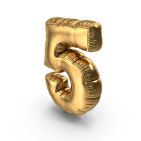 Foil Balloon Number 5 Gold PNG & PSD Images
