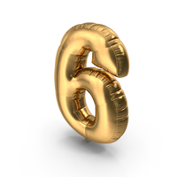 Foil Balloon Number 6 Gold PNG & PSD Images