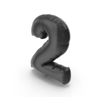 Foil Balloon Number 2 Black PNG & PSD Images