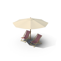 Beach Chairs with Umbrella PNG & PSD Images