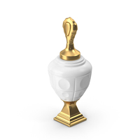 White Ceramic Urn with Gold Base and Lid PNG & PSD Images