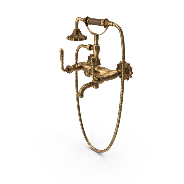 Antique Brass Faucet Brushed PNG & PSD Images