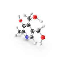 Pyridoxine (Vitamin B6) Molecular Model PNG & PSD Images