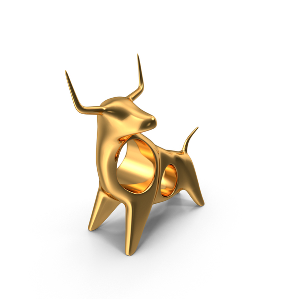 Gold Angry Bull Figurine PNG & PSD Images