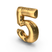 Foil Balloon Number 5 Gold PNG & PSD Images