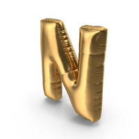 Foil Balloon Letter N Gold PNG & PSD Images