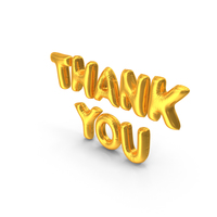 Golden Balloon Words Thank You PNG & PSD Images