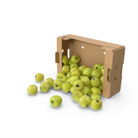 Cardboard Box With Golden Delicious Apple Spilled PNG & PSD Images