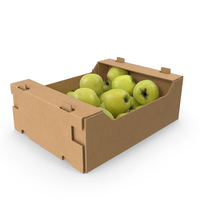 Cardboard Box With Golden Delicious Apple Full PNG & PSD Images