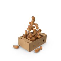 Cardboard Box With Sweet Potatoes Flying PNG & PSD Images