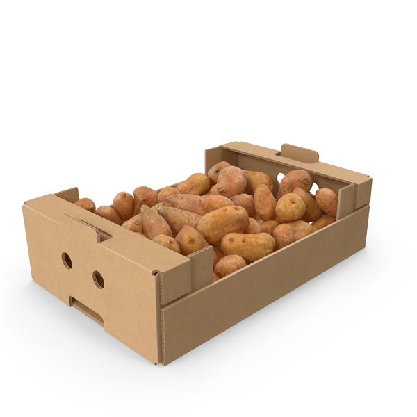 Cardboard Box With Sweet Potato Full PNG & PSD Images