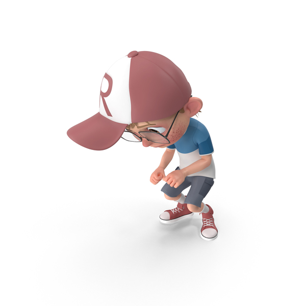 Cartoon Boy Crouching PNG & PSD Images