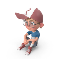 Cartoon Boy Sitting On Floor PNG & PSD Images