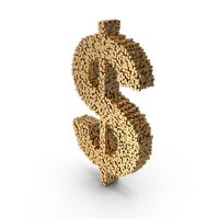 Gold Voxel Currency Dollar PNG & PSD Images