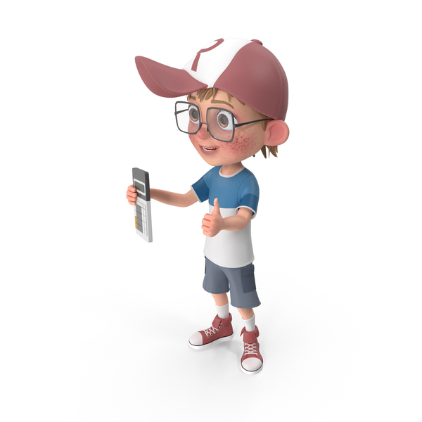 Cartoon Boy with Calculator PNG & PSD Images
