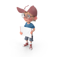 Cartoon Boy with Letter PNG & PSD Images