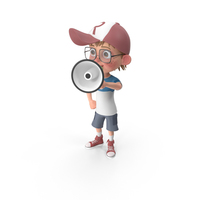 Cartoon Boy Loud Speaker PNG & PSD Images