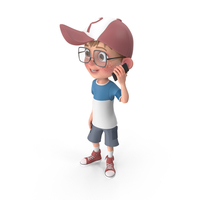 Cartoon Boy Talking on Phone PNG & PSD Images