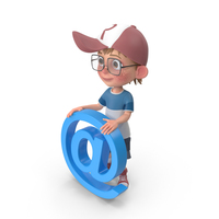 Cartoon Boy Holding Email Sign PNG & PSD Images
