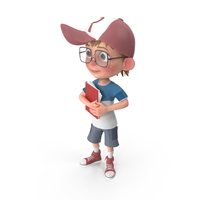 Cartoon Boy Holding Notepad PNG & PSD Images